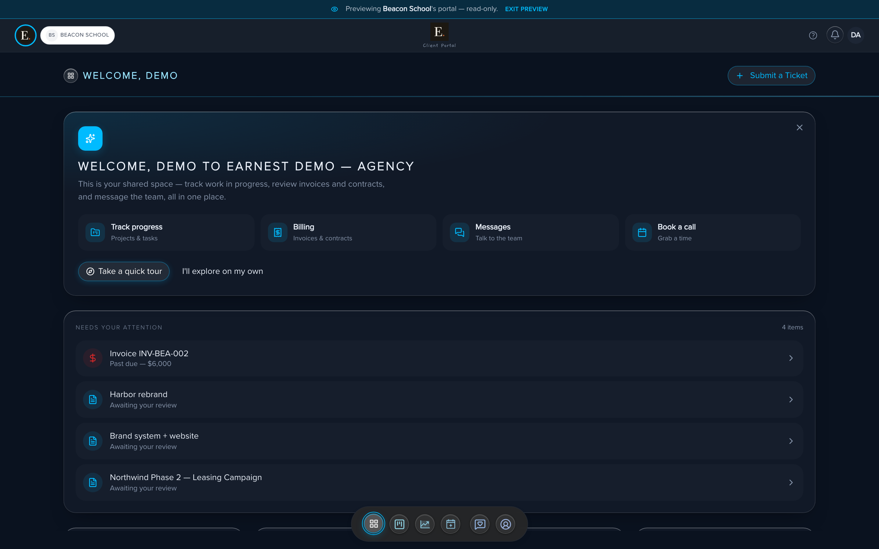 Earnest — the branded, white-label client portal