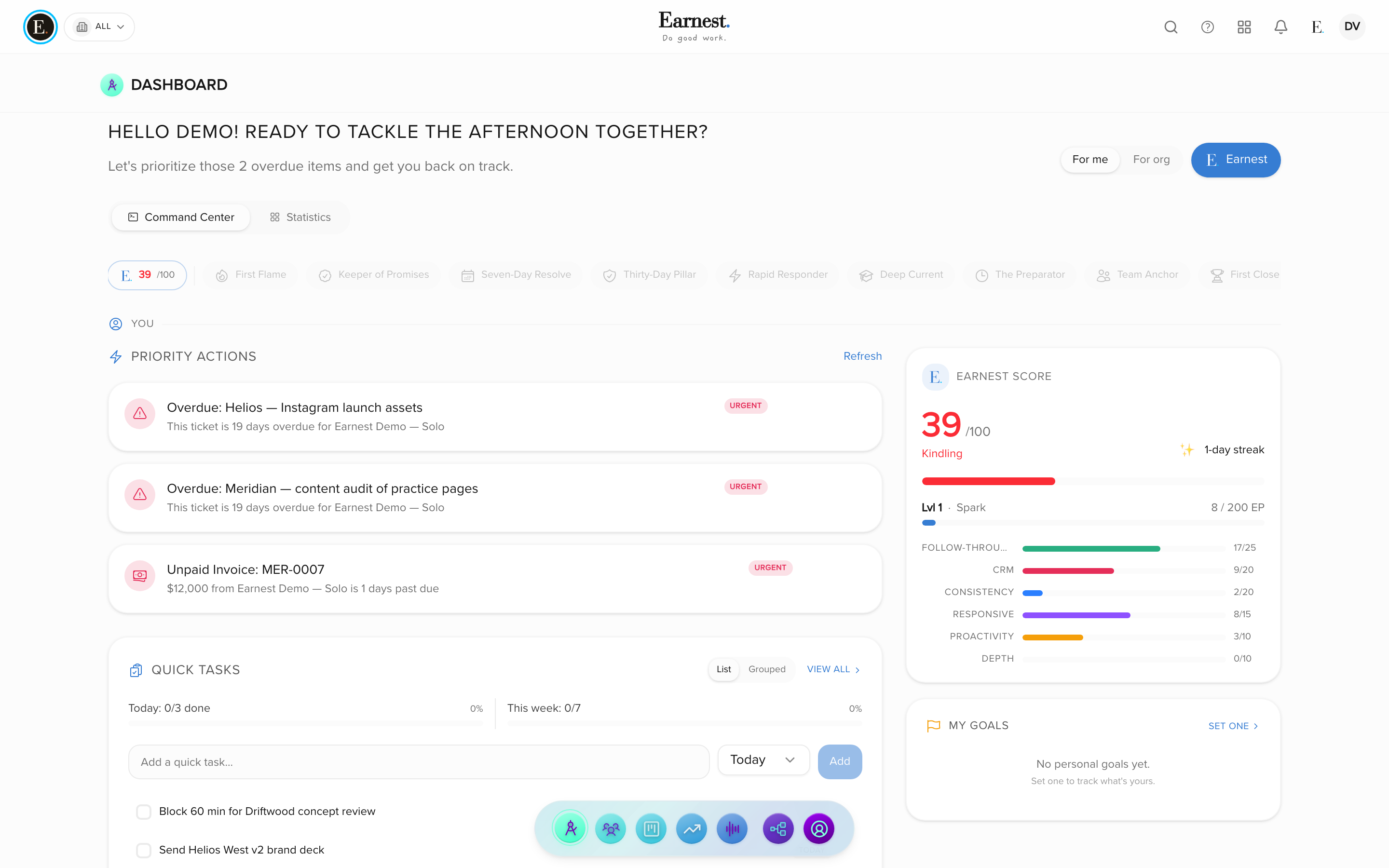 Earnest — Command Center
