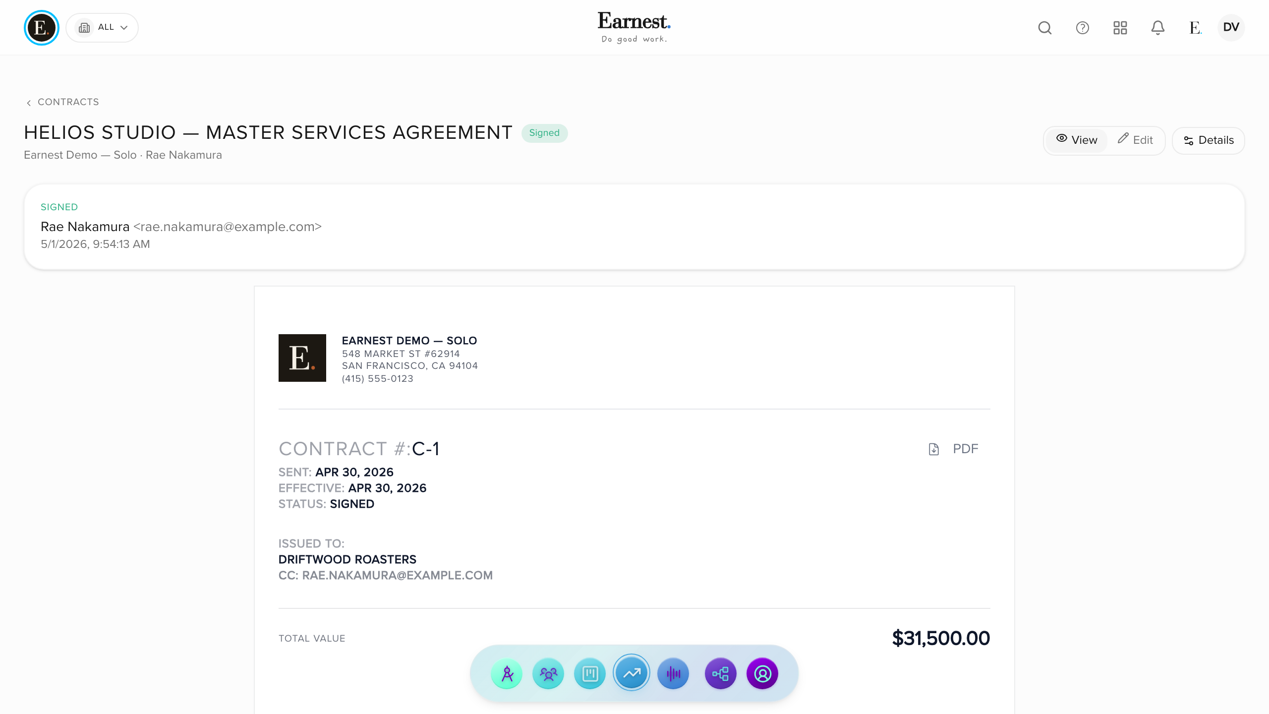 Earnest — Signed Contract