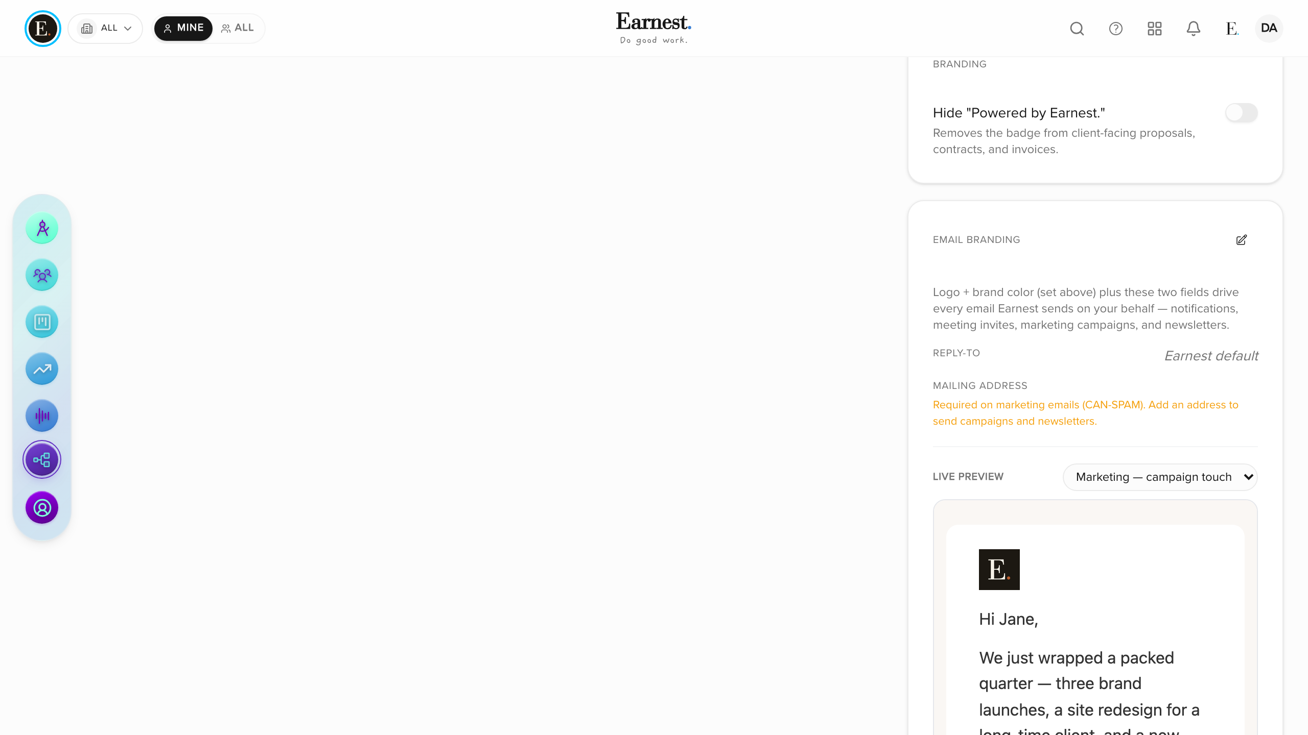 Earnest — Brand & Whitelabel