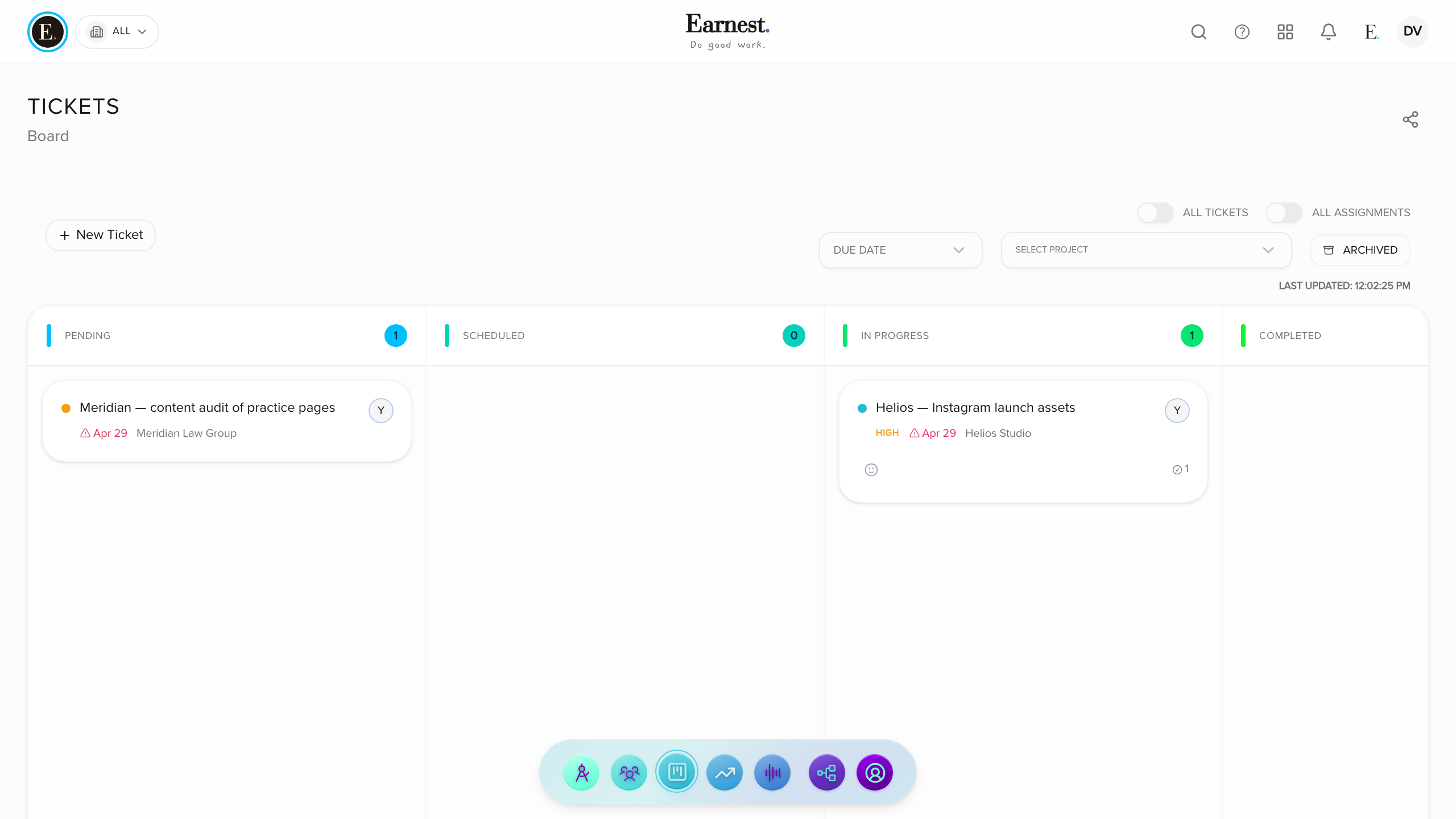 Earnest — Tickets & Tasks